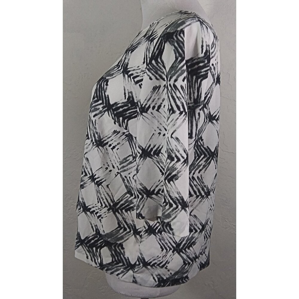 DKNY Top Small Geometric Multicolor Abstract Short Sleeve Back Zipper - Picture 4 of 5